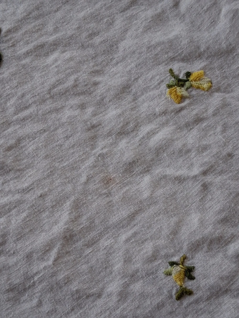 Embroidered Lemon Rosebuds Tablecloth - White